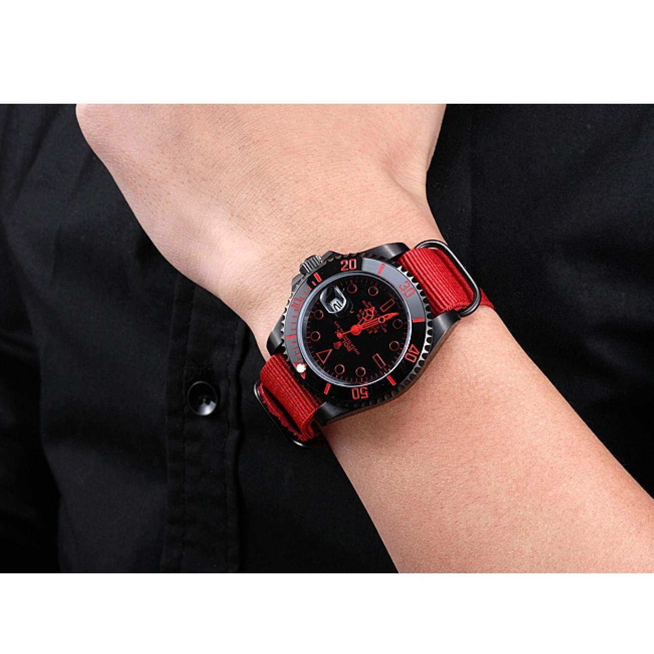 Rolex aaa copy 622010 Submariner Red Nylon Rolex Strap Stealth 0705